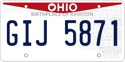 OH license plate GIJ5871