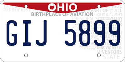 OH license plate GIJ5899