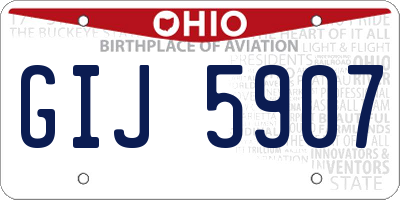 OH license plate GIJ5907