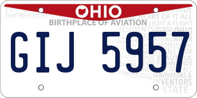 OH license plate GIJ5957