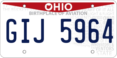 OH license plate GIJ5964