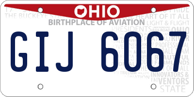 OH license plate GIJ6067