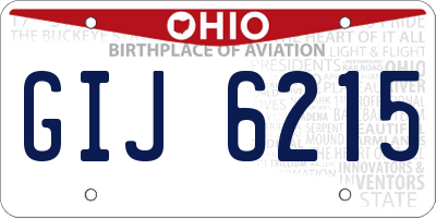 OH license plate GIJ6215