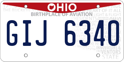 OH license plate GIJ6340