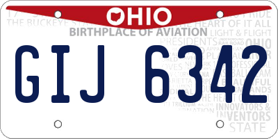 OH license plate GIJ6342