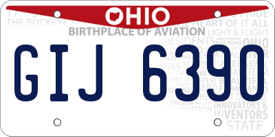 OH license plate GIJ6390