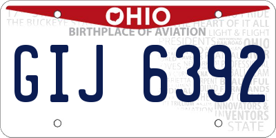 OH license plate GIJ6392