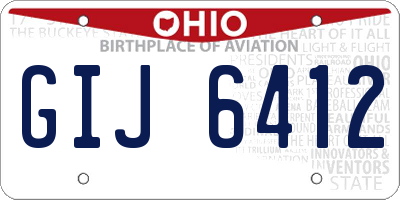 OH license plate GIJ6412