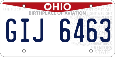 OH license plate GIJ6463