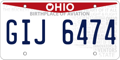 OH license plate GIJ6474