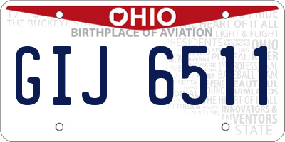 OH license plate GIJ6511