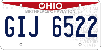OH license plate GIJ6522