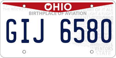 OH license plate GIJ6580