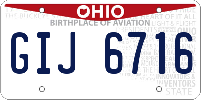 OH license plate GIJ6716