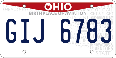 OH license plate GIJ6783