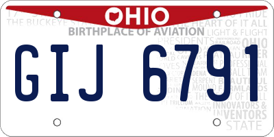 OH license plate GIJ6791