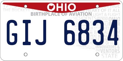 OH license plate GIJ6834