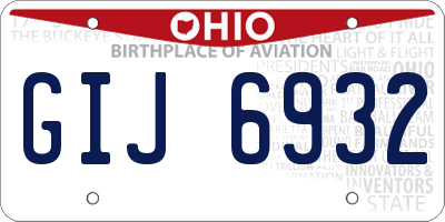 OH license plate GIJ6932