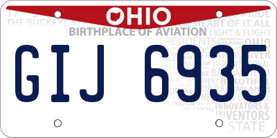 OH license plate GIJ6935