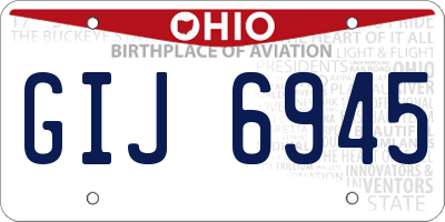 OH license plate GIJ6945