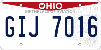 OH license plate GIJ7016
