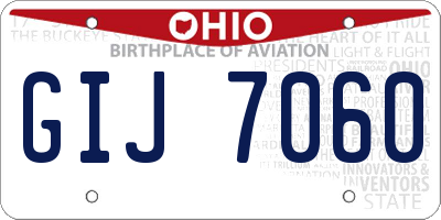 OH license plate GIJ7060