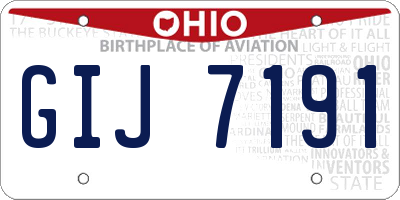 OH license plate GIJ7191