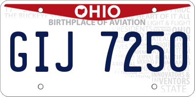 OH license plate GIJ7250