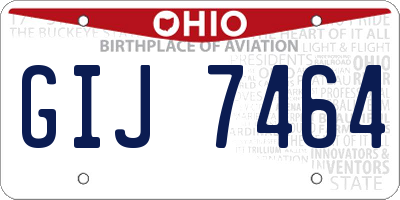 OH license plate GIJ7464