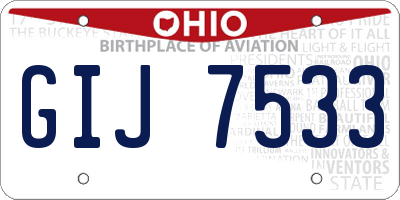 OH license plate GIJ7533
