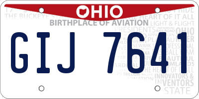 OH license plate GIJ7641