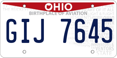 OH license plate GIJ7645