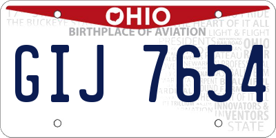 OH license plate GIJ7654