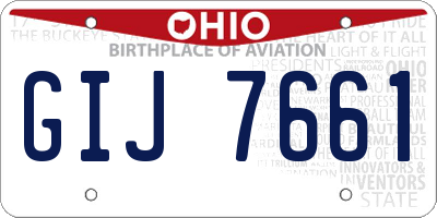 OH license plate GIJ7661