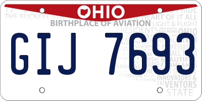 OH license plate GIJ7693