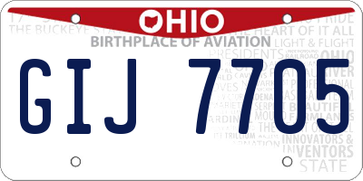 OH license plate GIJ7705