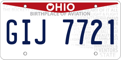 OH license plate GIJ7721