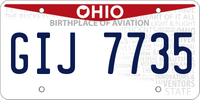 OH license plate GIJ7735
