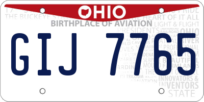 OH license plate GIJ7765