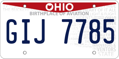 OH license plate GIJ7785