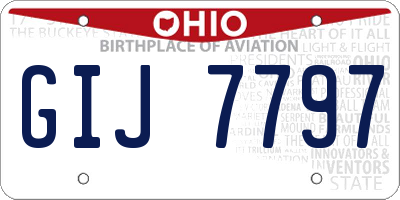 OH license plate GIJ7797