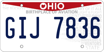 OH license plate GIJ7836