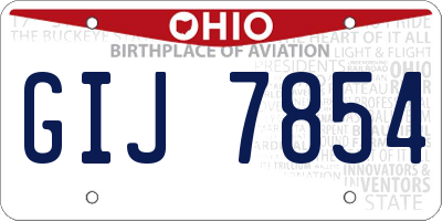 OH license plate GIJ7854
