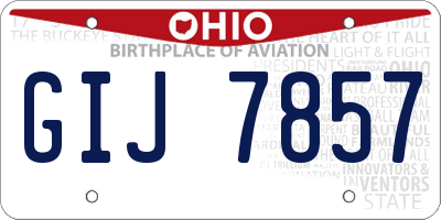 OH license plate GIJ7857