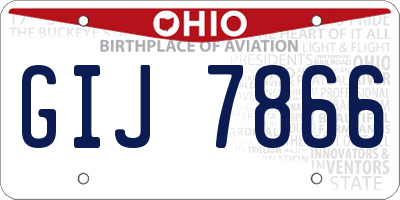 OH license plate GIJ7866