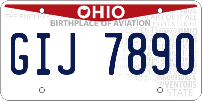 OH license plate GIJ7890