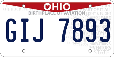 OH license plate GIJ7893