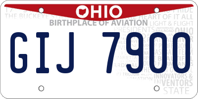 OH license plate GIJ7900