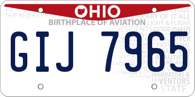 OH license plate GIJ7965