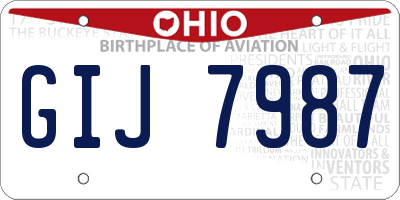 OH license plate GIJ7987